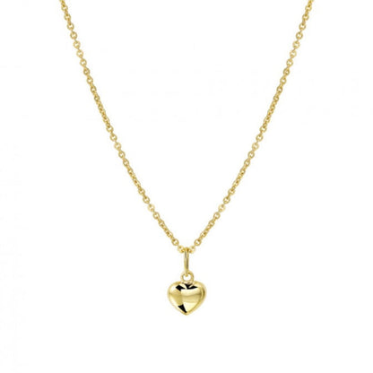 Gold Plated Puffy Heart Necklace – Dainty Classic Pendant Design