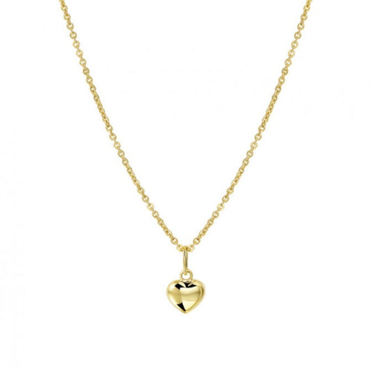 Gold Plated Puffy Heart Necklace – Dainty Classic Pendant Design