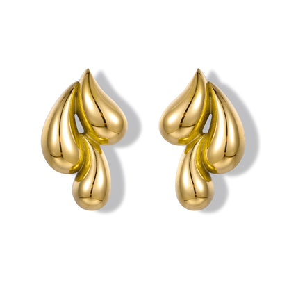 Gold Plated Raindrop Stud Earrings – Elegant Teardrop Design Earrings for Women