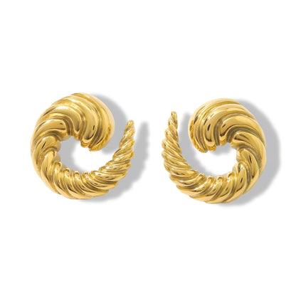 Gold Plated Twisted Hoop Earrings – Textured Croissant Design Earrings for Women
