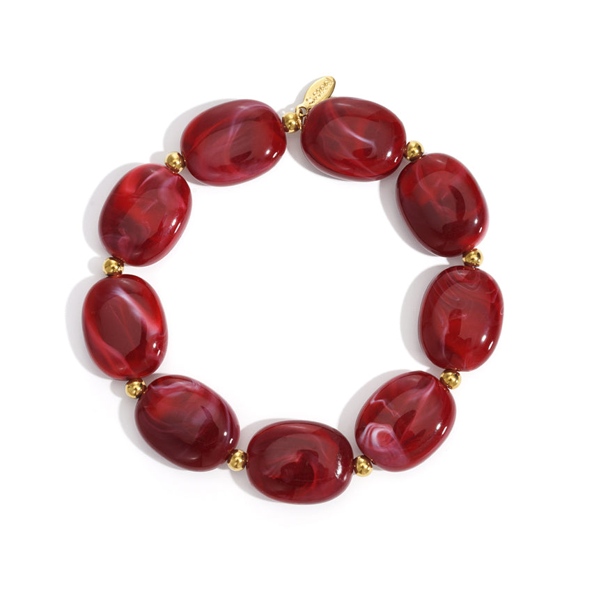Ruby Waves Bracelet Gold – Elegant Red Gemstone-Inspired Jewelry