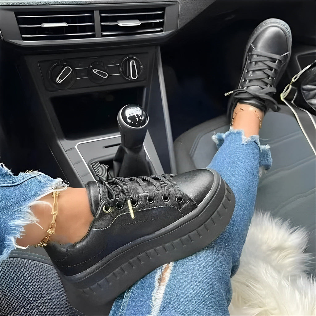 Comfy Laced Sneakers with Thick Cushioning for Woman