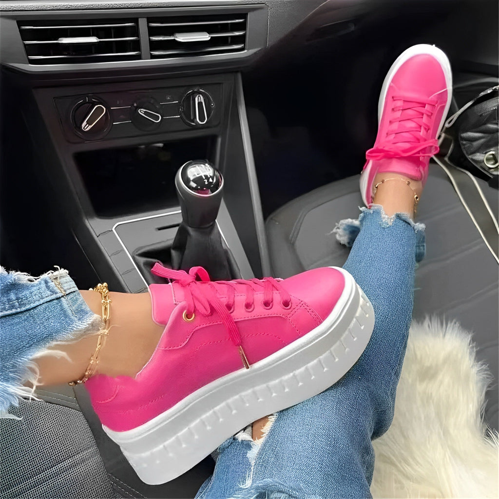 Comfy Laced Sneakers with Thick Cushioning for Woman