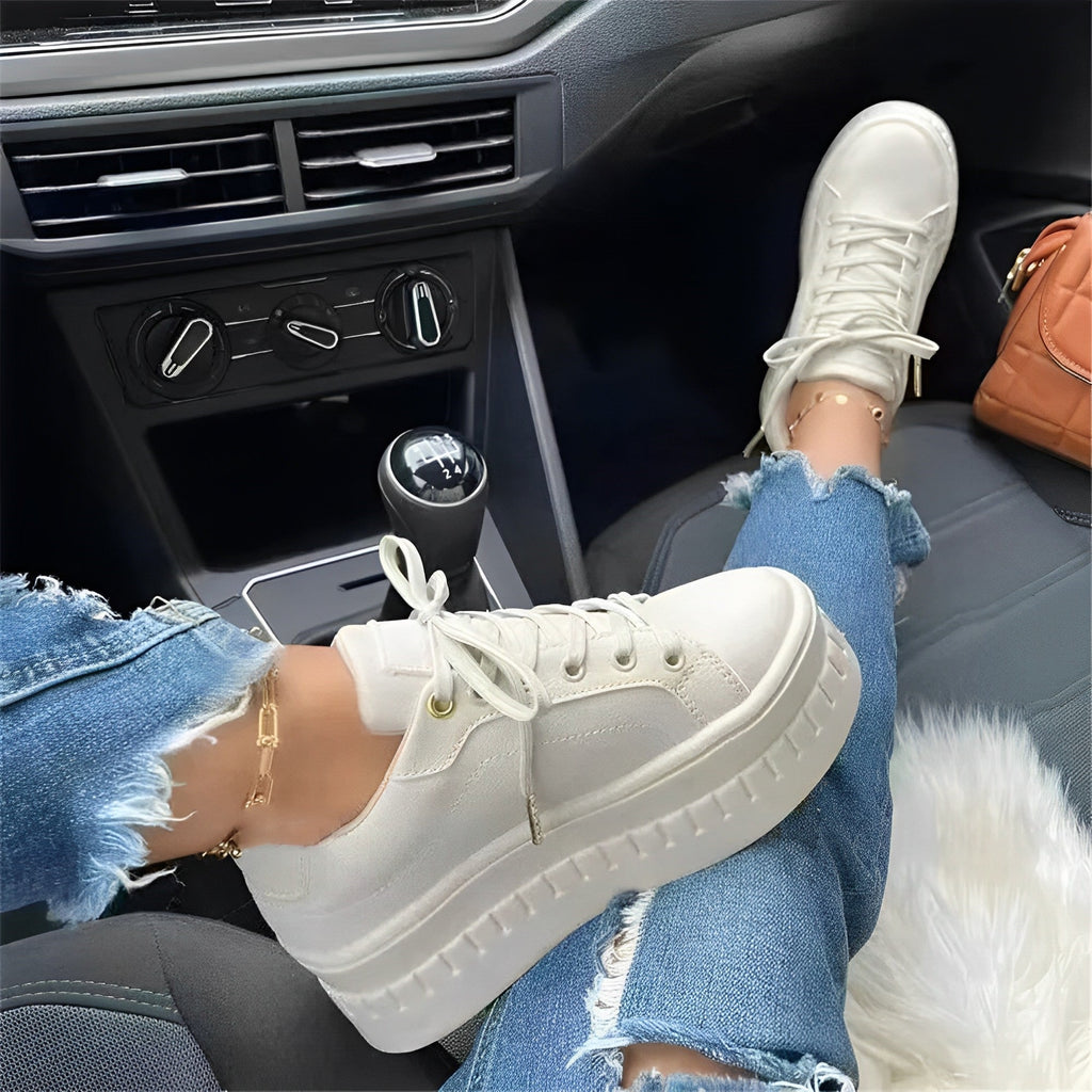 Comfy Laced Sneakers with Thick Cushioning for Woman
