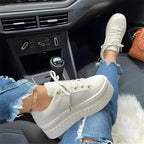 Comfy Laced Sneakers with Thick Cushioning for Woman
