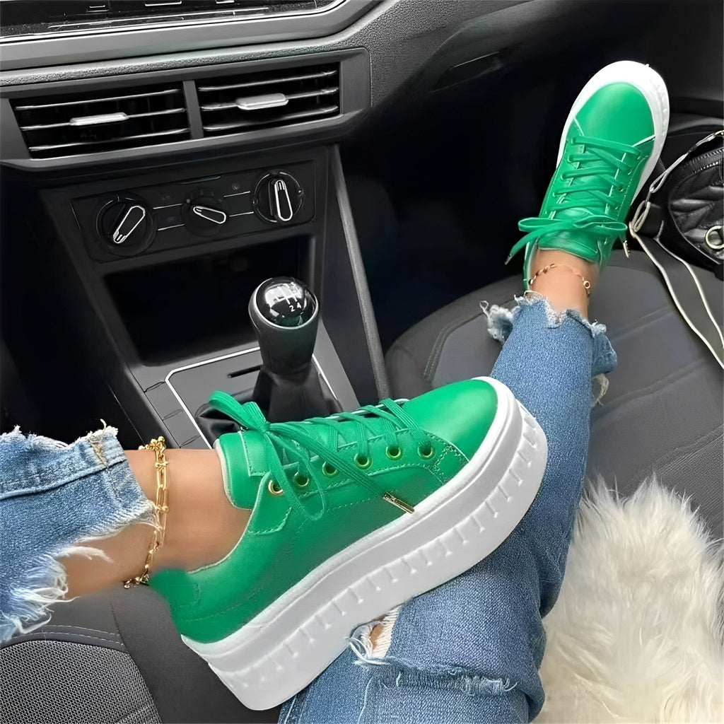 Comfy Laced Sneakers with Thick Cushioning for Woman