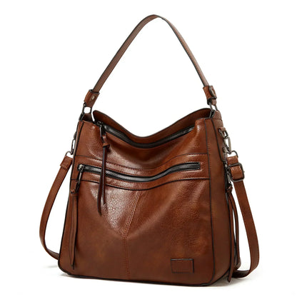 Vintage Leather Shoulder Bag with Classic Charm