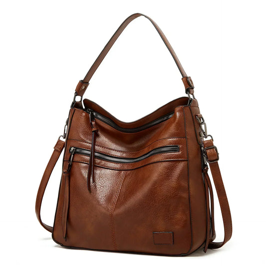 Vintage Leather Shoulder Bag with Classic Charm