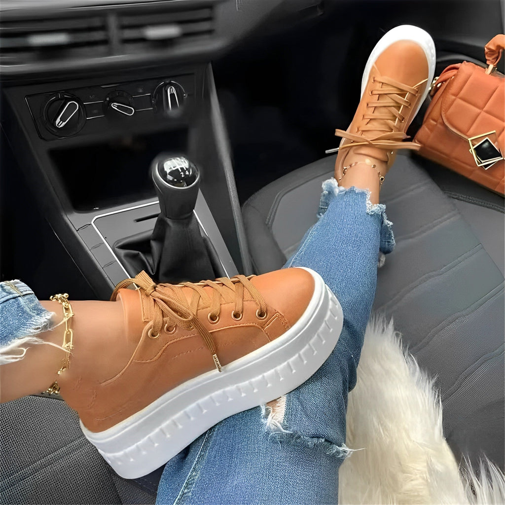 Comfy Laced Sneakers with Thick Cushioning for Woman
