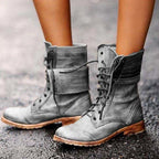 Ankle Laced Leather Boots for Woman