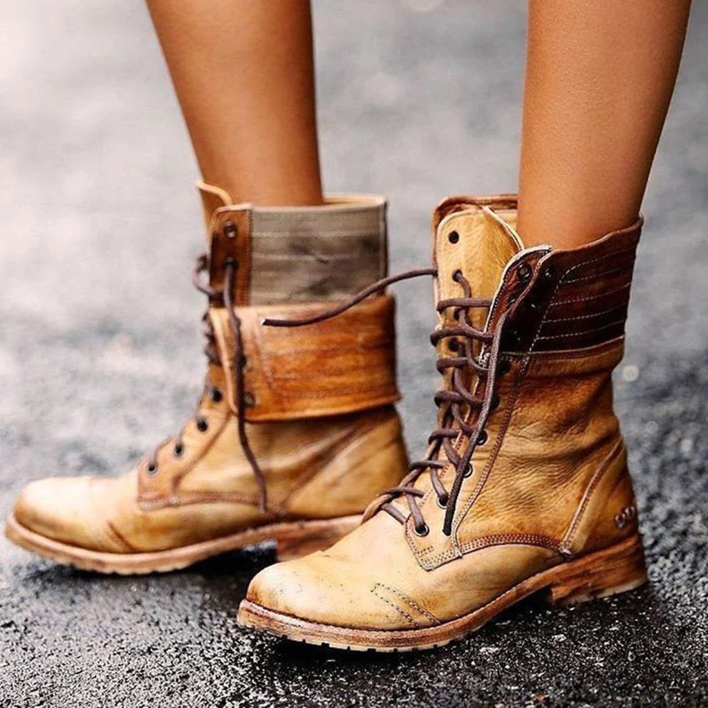 Ankle Laced Leather Boots for Woman