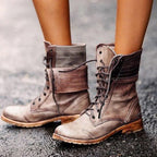 Ankle Laced Leather Boots for Woman