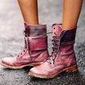 Ankle Laced Leather Boots for Woman