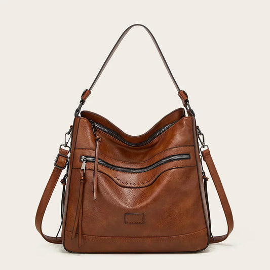 Vintage Leather Shoulder Bag with Classic Charm