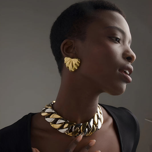 Gold Plated Heart Stud Earrings – Textured Curved Design Earrings for Women