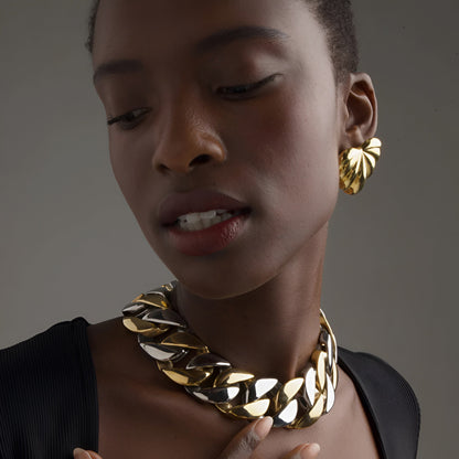 Gold Plated Heart Stud Earrings – Textured Curved Design Earrings for Women