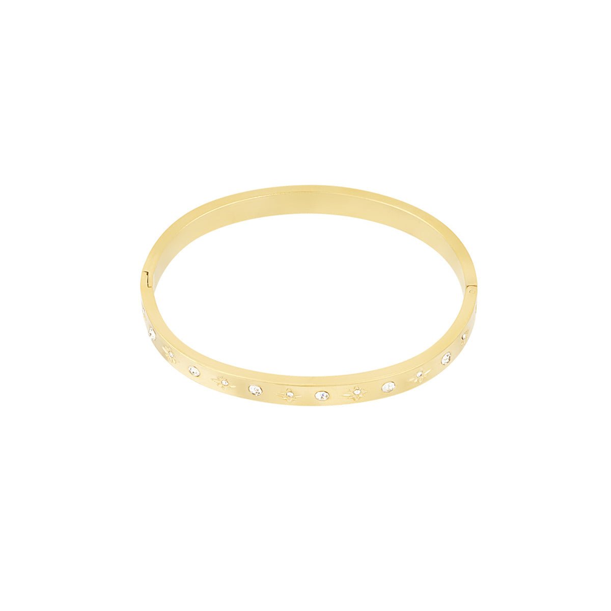 Shine Bright Bangle Bracelet Gold – Dainty Sparkling Cuff for Women