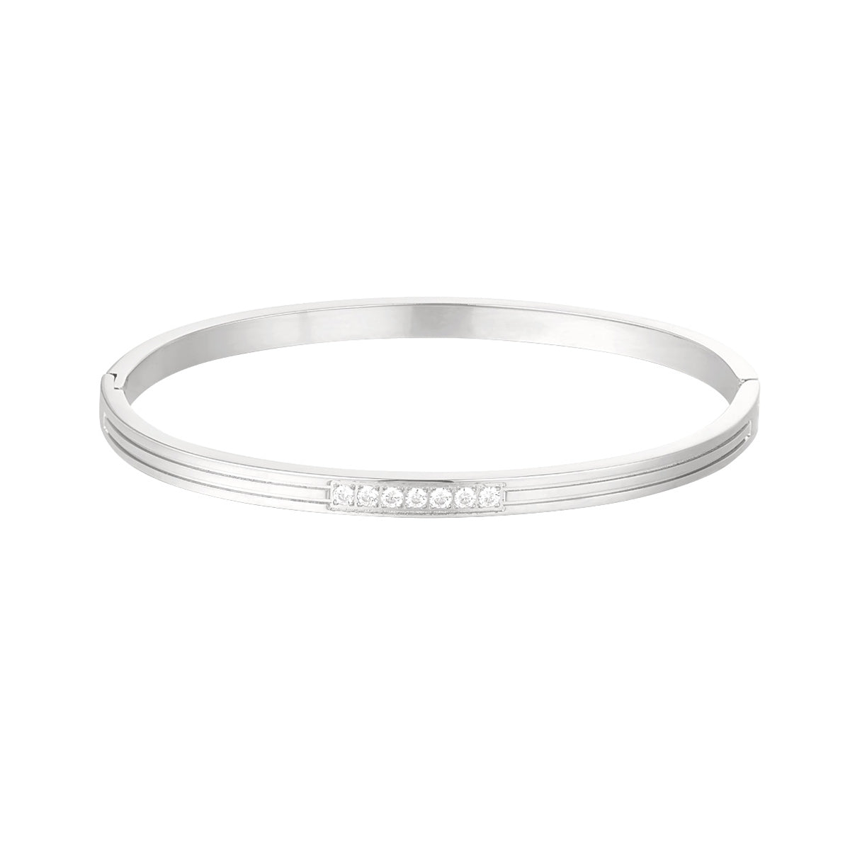 Shiny Stones Bangle Bracelet Silver – Sparkling Gemstone Cuff Jewelry