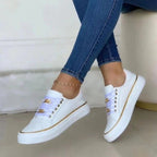 Women's Comfortable Sneaker with Gold Outline and Chains