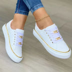 Women's Comfortable Sneaker with Gold Outline and Chains