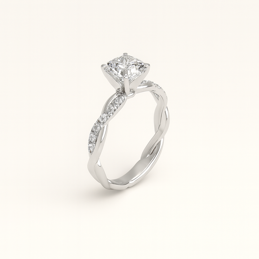 Diamond ring with a white background
