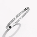 Silver Polished bangle with Roman numerals and Diamonds