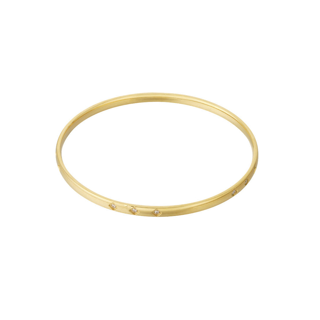 Simple Mini Diamond Bangle Bracelet – Minimalist Sparkling Cuff Jewelry