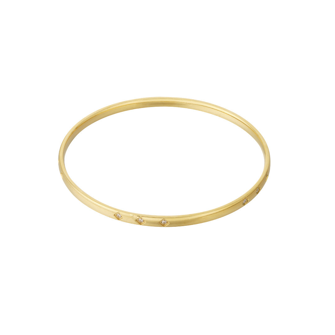 Simple Mini Diamond Bangle Bracelet – Minimalist Sparkling Cuff Jewelry