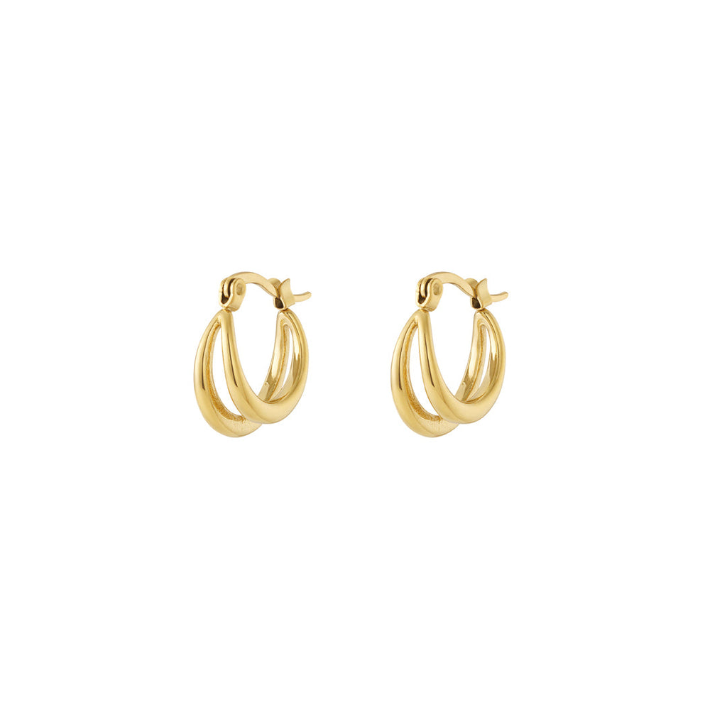Small Double Gold Hoop Earrings for Women