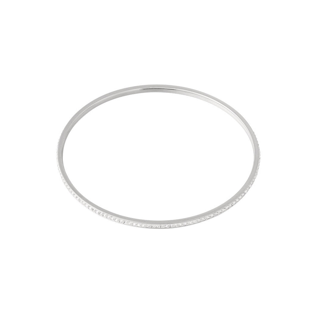 Small Rhinestone Bangle Bracelet Silver – Dainty Crystal Cuff for Women