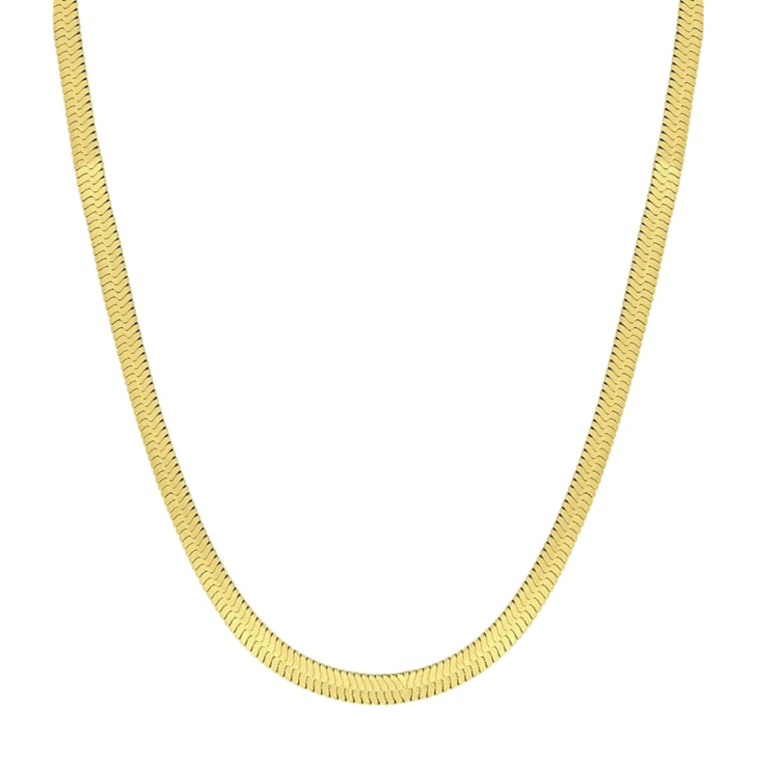 Gold Plated Snake Chain Necklace – Smooth Flat Elegant Design