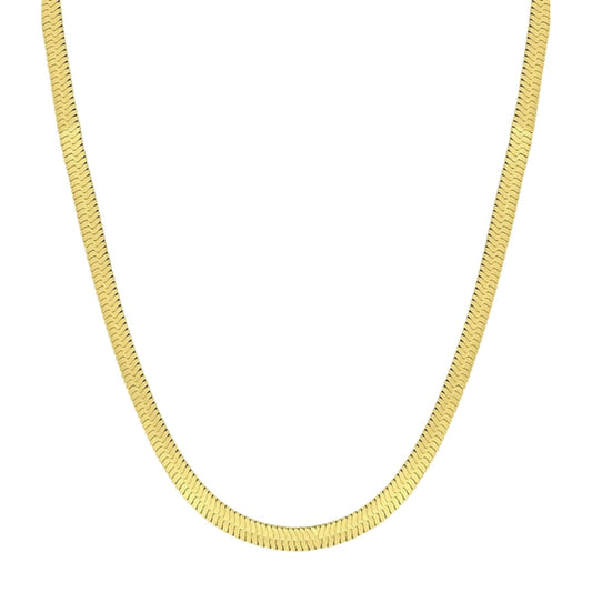 Gold Plated Snake Chain Necklace – Smooth Flat Elegant Design