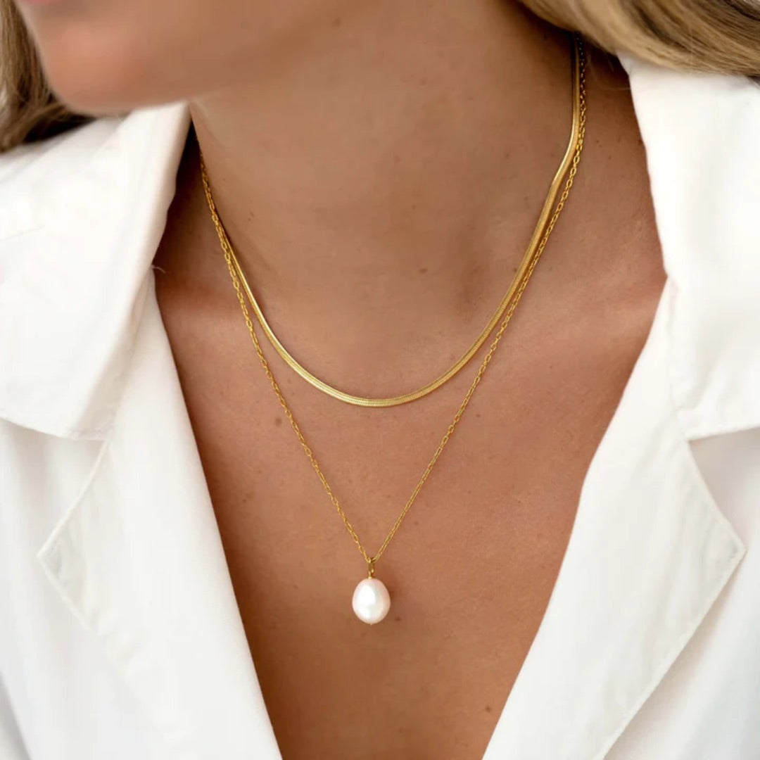 Gold Plated Snake Chain Necklace – Smooth Flat Elegant Design