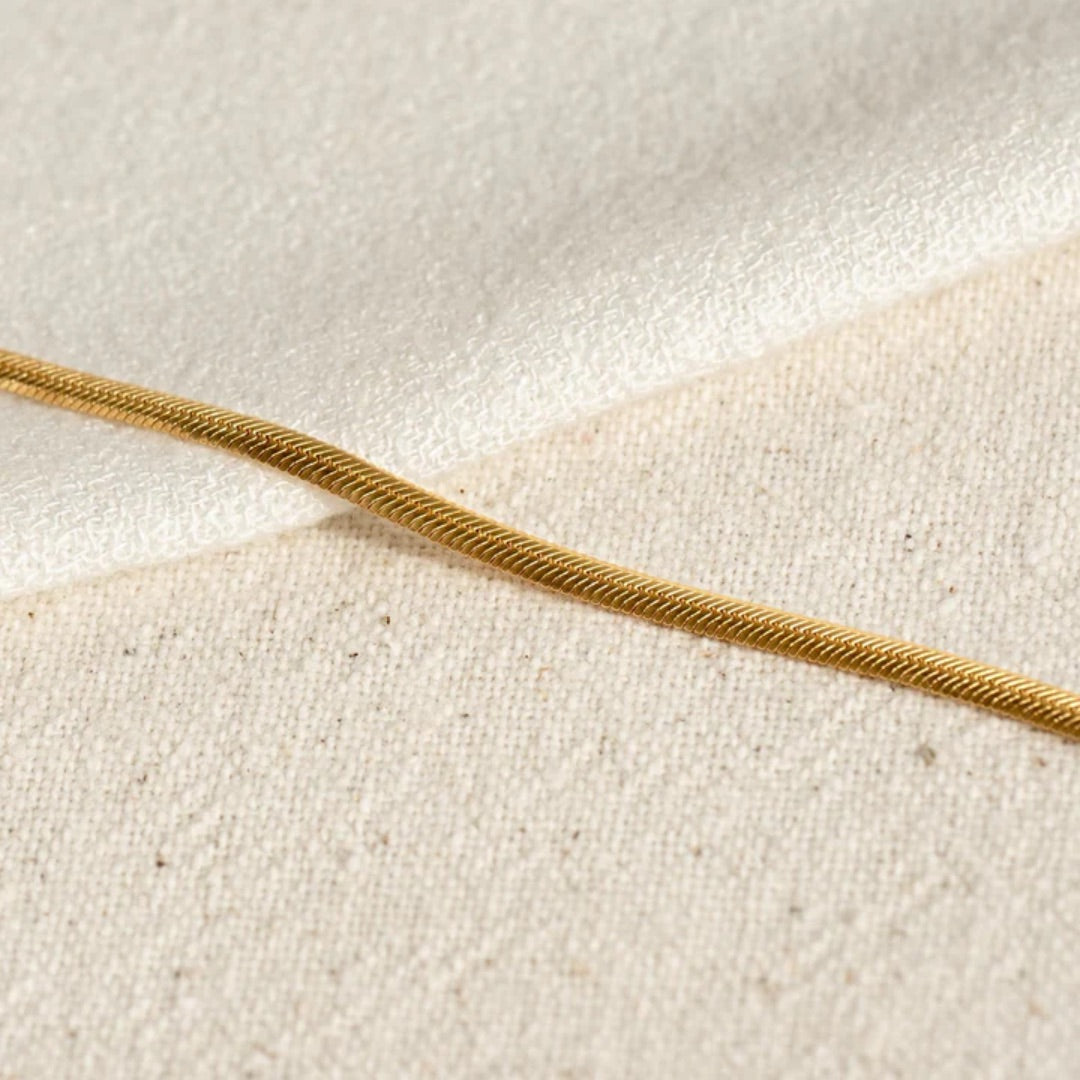 Gold Plated Snake Chain Necklace – Smooth Flat Elegant Design
