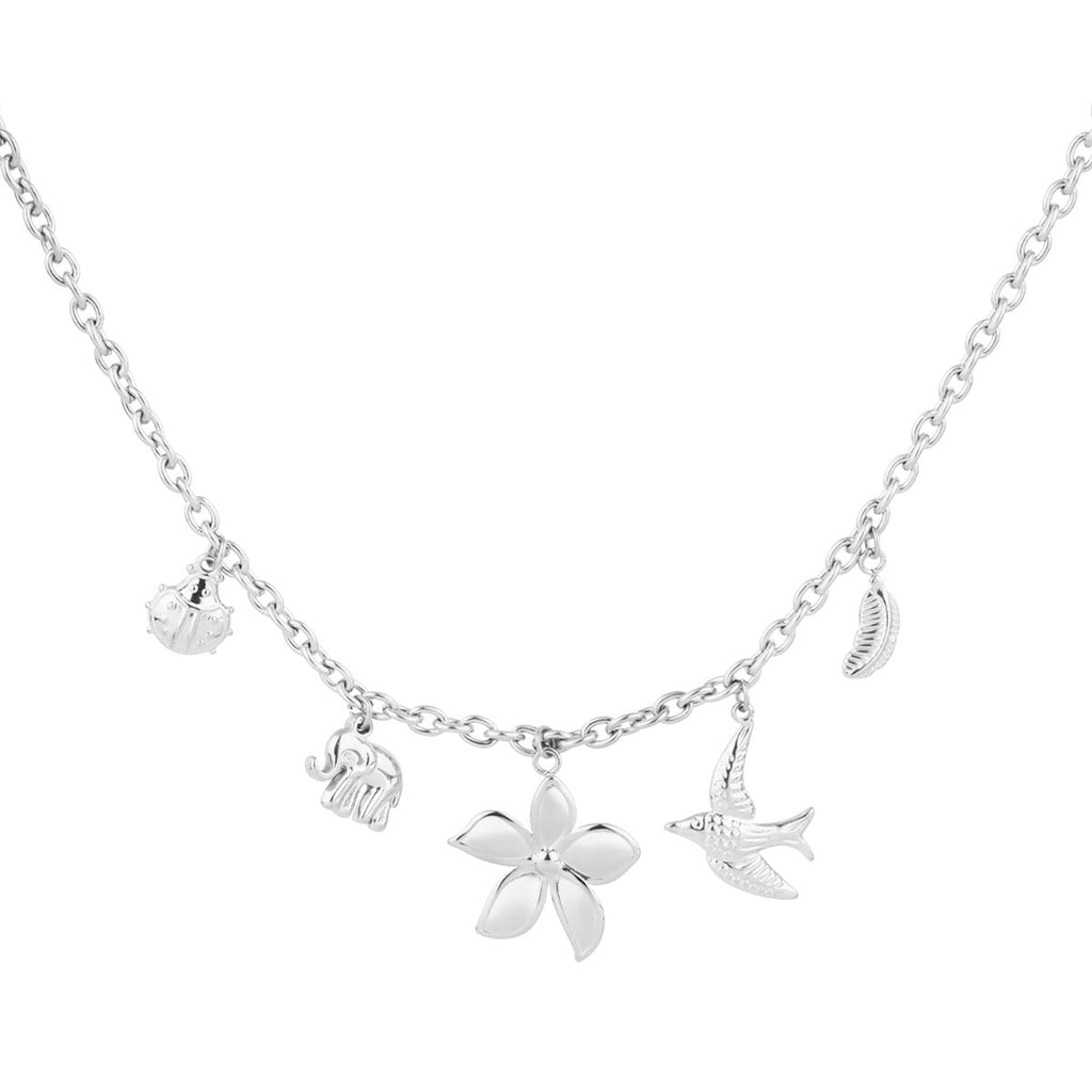 Spirit of Nature Charm Necklace Silver – Leaf Pendant Boho Jewelry