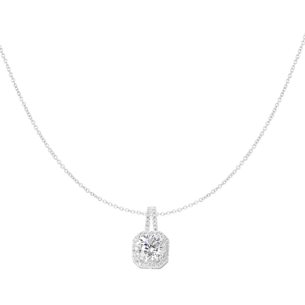Square Stone Necklace Silver 925 – Sterling Silver Gem Pendant for Women