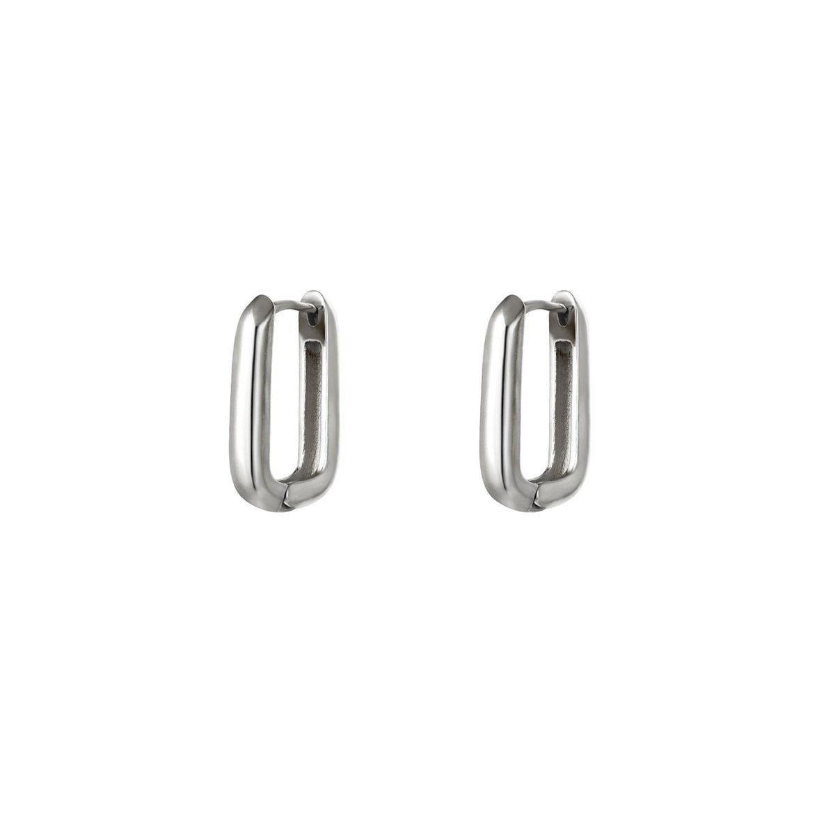 Square Small Silver Earrings for Women
