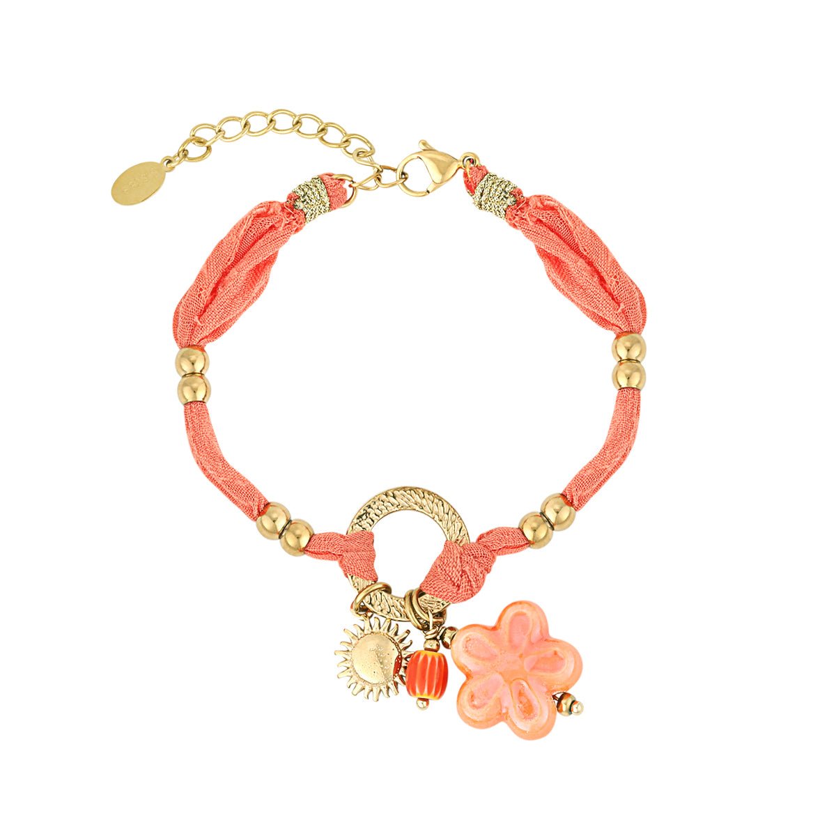 Sunny Floral Orange Bracelet Gold – Bright Summer Flower Charm Jewelry