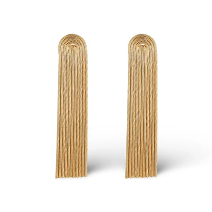 Gold Plated Tassel Drop Earrings – Long Chain Statement Design