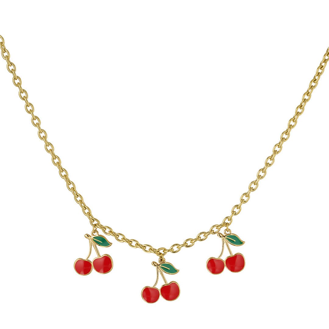 Triple Cherry Necklace Gold – Fun Fruit-Inspired Pendant Jewelry
