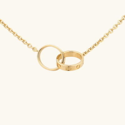 Gold-Tone Necklace with Interlocking Ring Pendants
