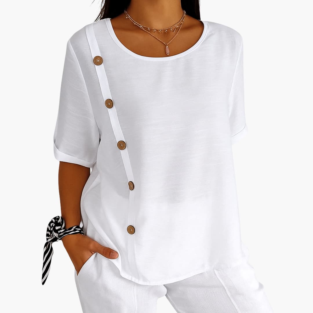 Short Sleeve Blouse – Side Buttons