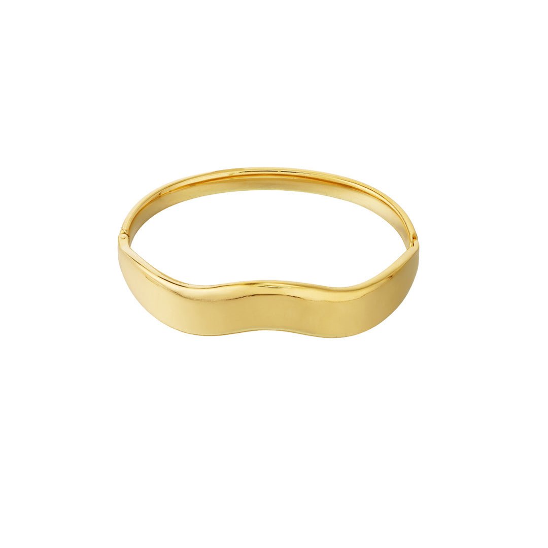 Wavy Bangle Bracelet Gold – Chic Textured Wave Cuff for Women