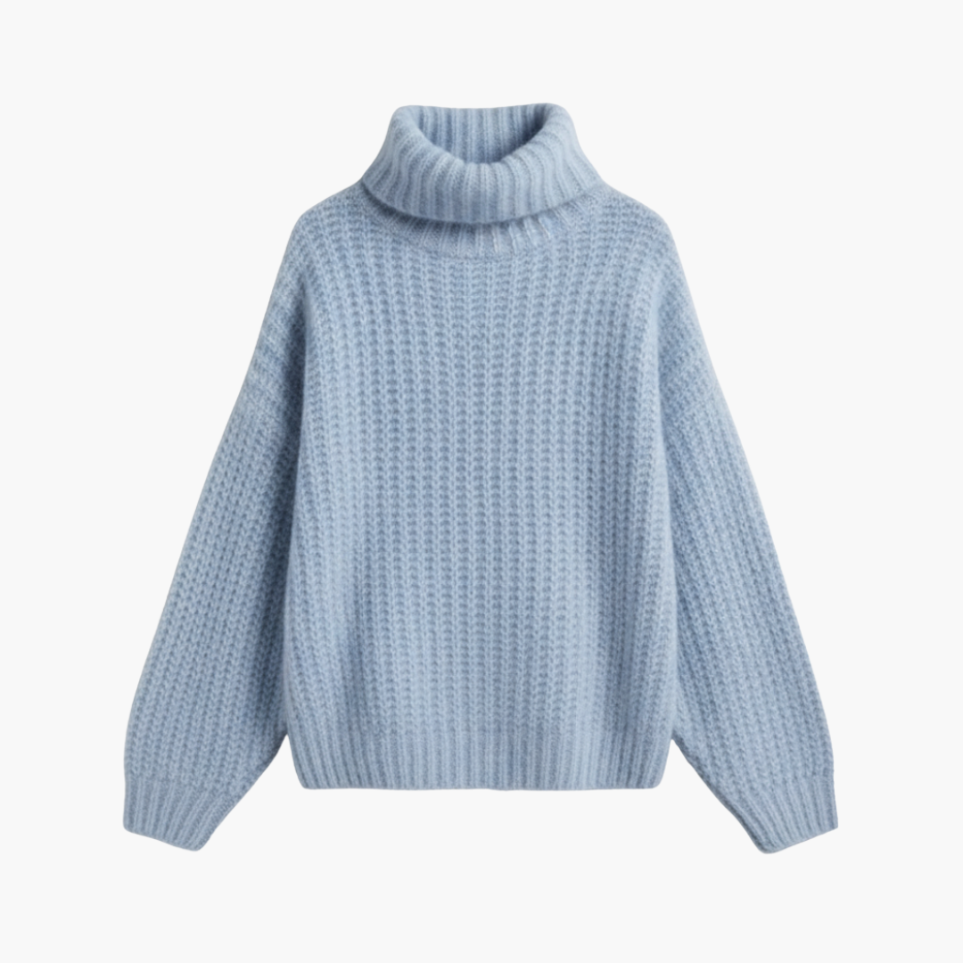 Turtleneck Sweater – Ribbed Knit – Wide Sleeves