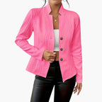 Blazer Jacket with Lapel Collar and Button Closure