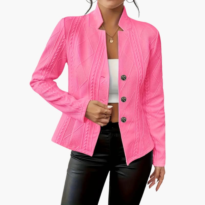 Blazer Jacket with Lapel Collar and Button Closure