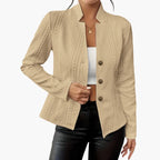 Blazer Jacket with Lapel Collar and Button Closure