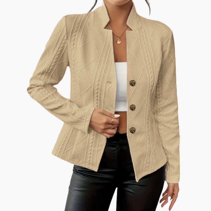 Blazer Jacket with Lapel Collar and Button Closure