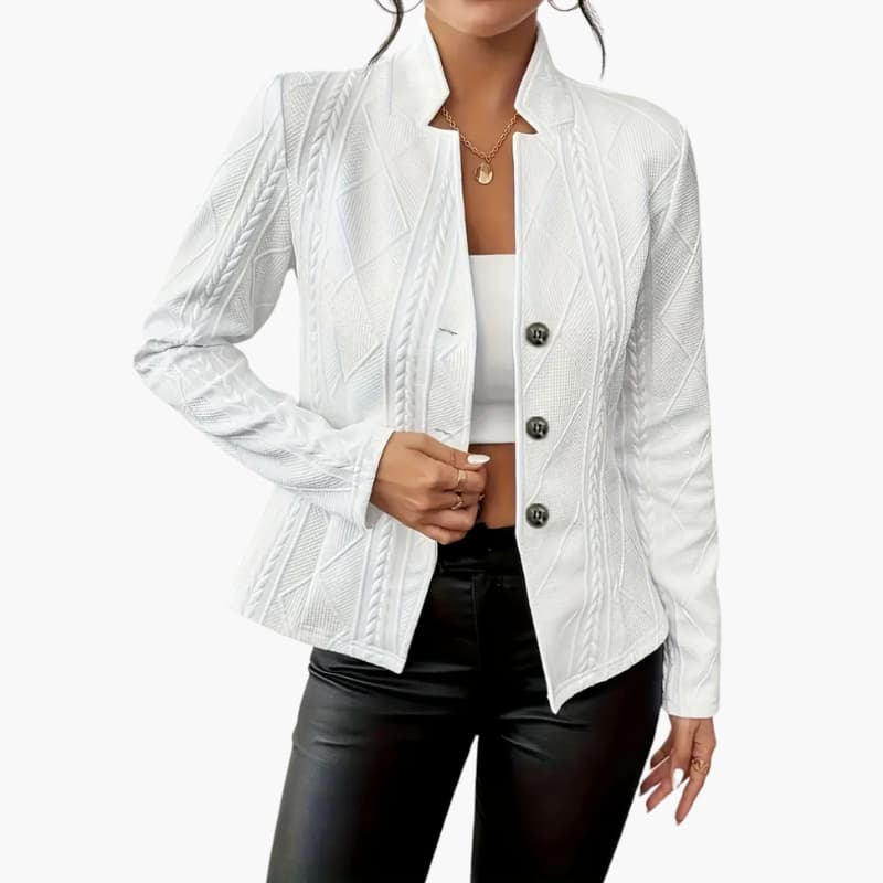 Blazer Jacket with Lapel Collar and Button Closure