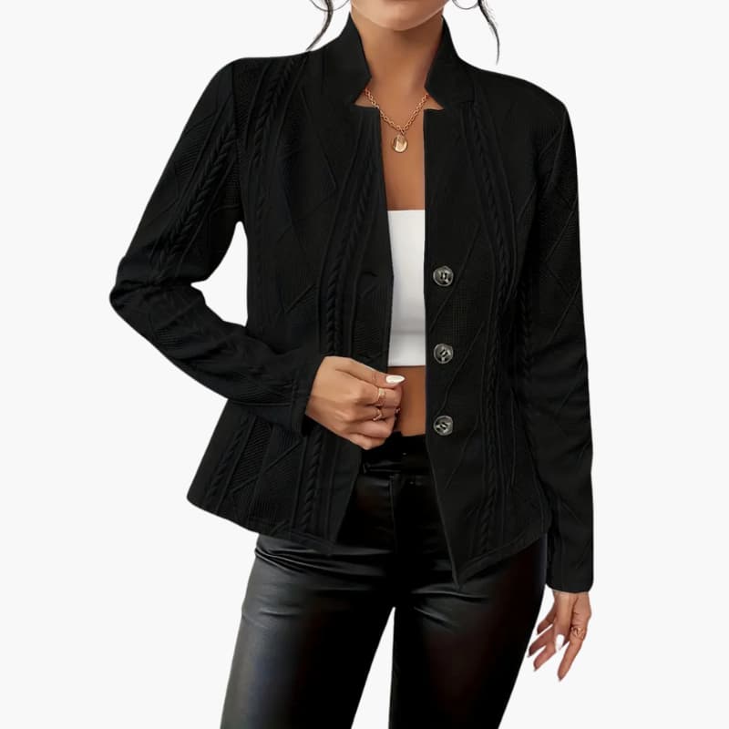 Blazer Jacket with Lapel Collar and Button Closure